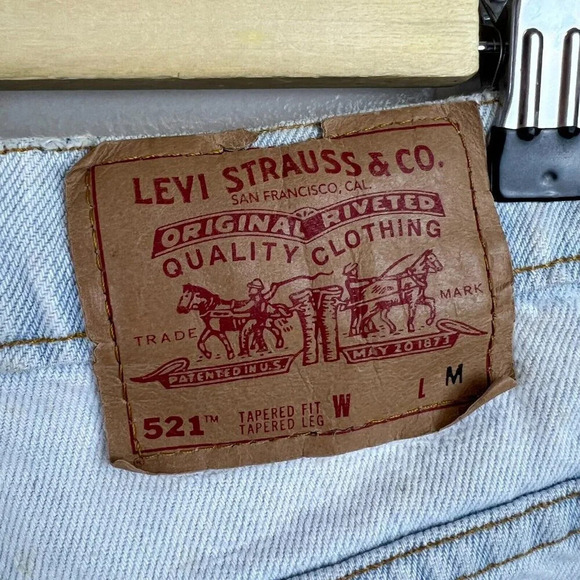 VTG Levi's 521 Jeans Womens Size 8 Floral Applique 90s 1994 Light Wash High Rise - Picture 10 of 15
